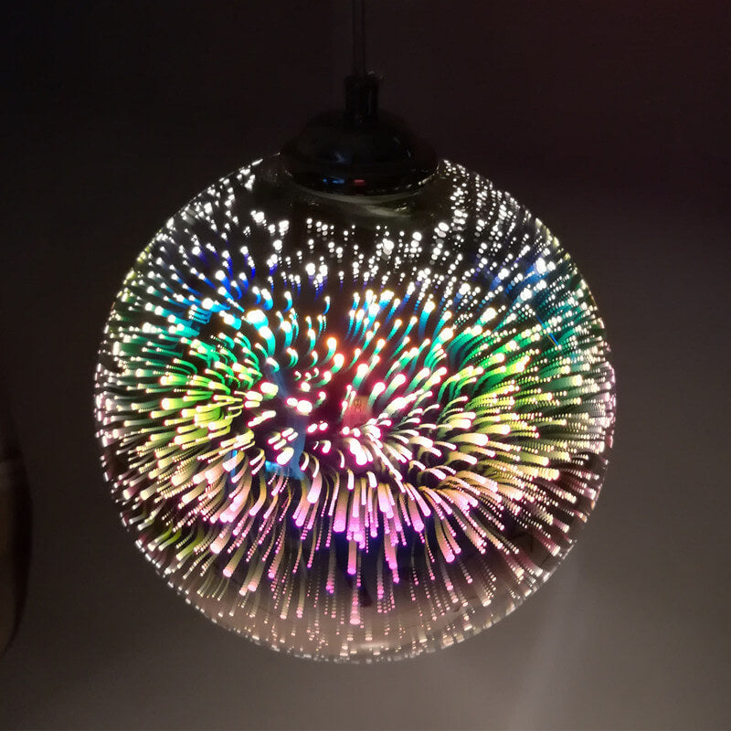 Brehn | Moderne kreative 3D bunte Feuerwerk Glas 1-Licht Kuppel Pendelleuchte