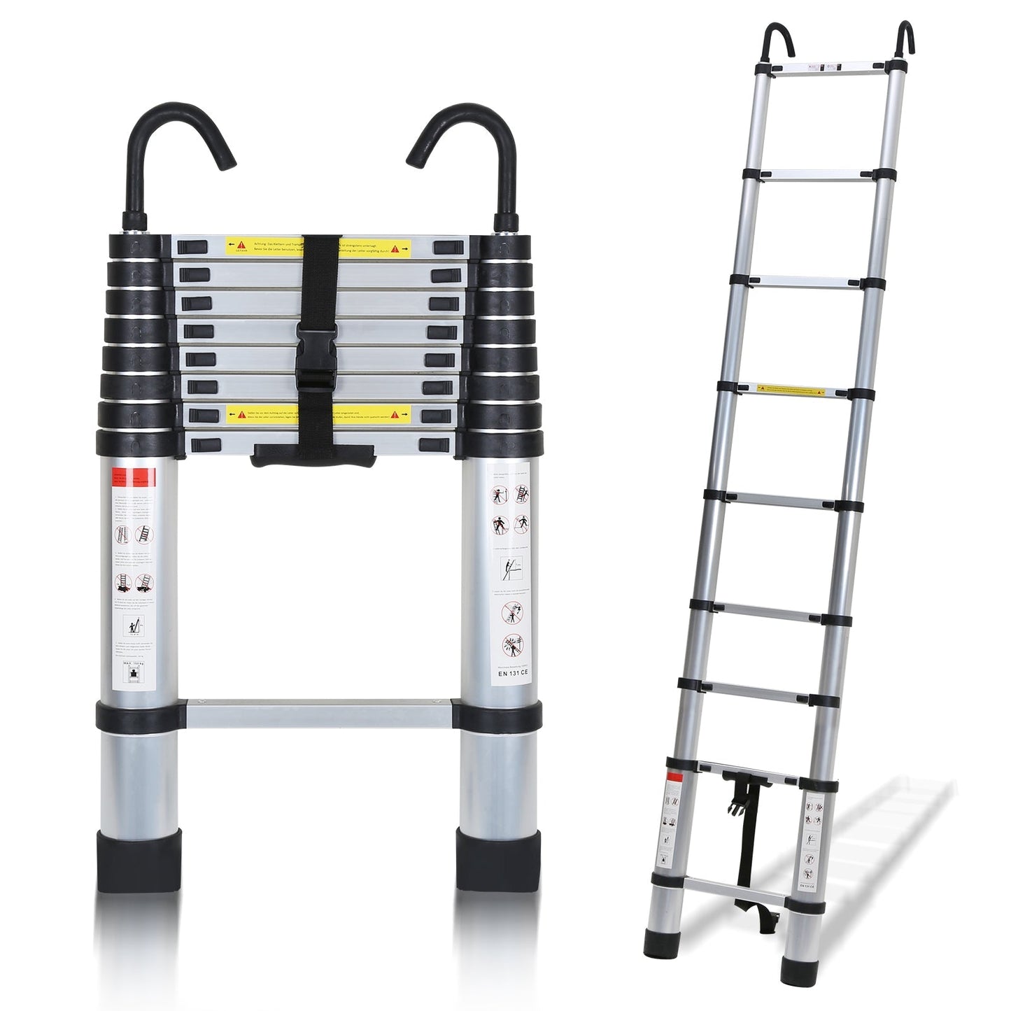 Teleskopleiter mit 2 Abnehmbarem Haken | Brehn