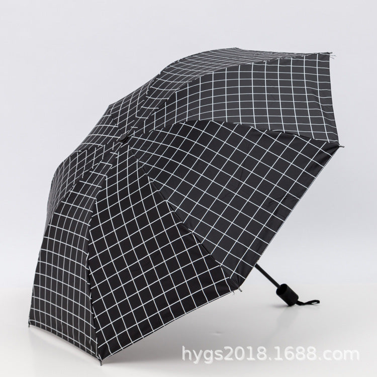 Damen Schwarz-weißer Karomuster Regenschirm Brehn