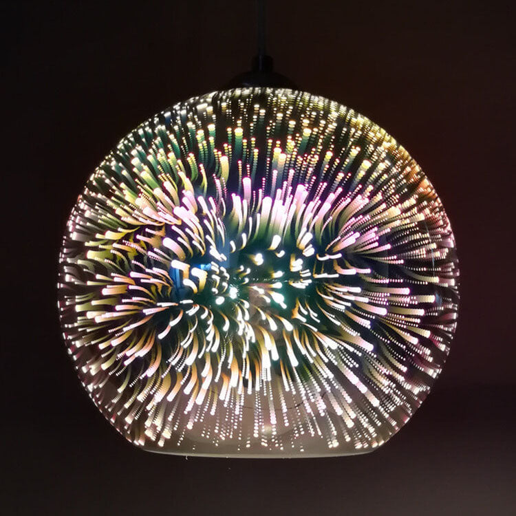 Brehn | Moderne kreative 3D bunte Feuerwerk Glas 1-Licht Kuppel Pendelleuchte