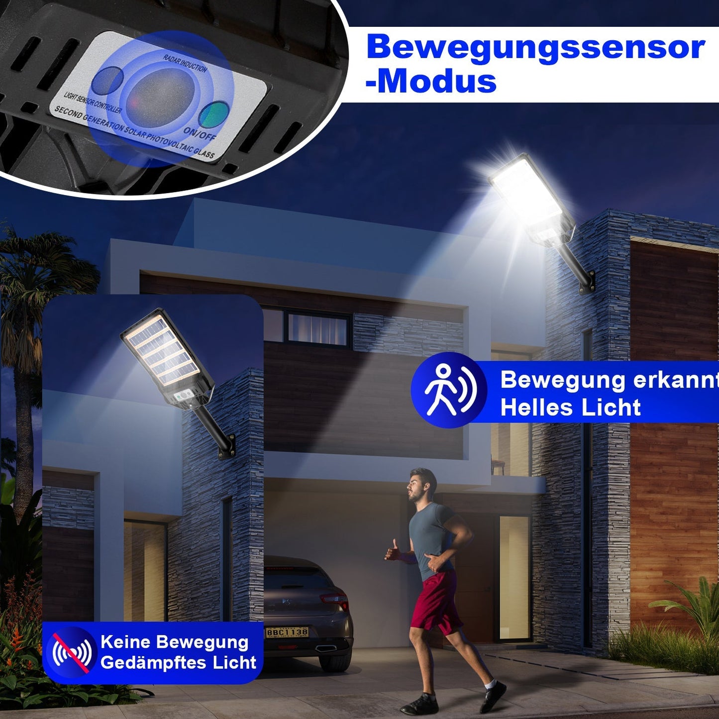 Solarlampe Straßenlaterne mit Bewegungssensor 300W/400W | Brehn