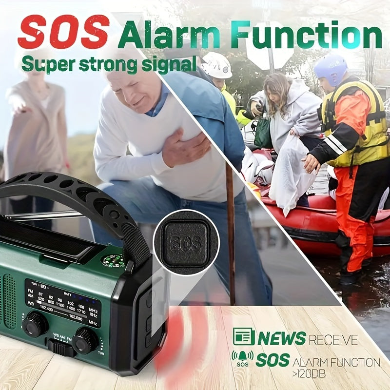 Brehn | StormMate X10 Notfallradio mit 10.000 mAh Powerbank | Solar, Kurbel & USB-C | LED-Licht, SOS-Alarm & Kompass | AM/FM/NOAA