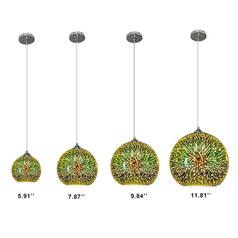 Moderne, kreative 3D-Pendelleuchte in Form eines farbenfrohen Feuerwerksglases mit einer Lichtquelle