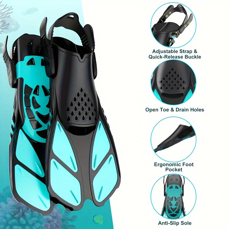Brehn | Schnorchelflossen SeaVana Glide | Verstellbar & Kurz | Offene Ferse | Für Reisen & Freizeit | Unisex