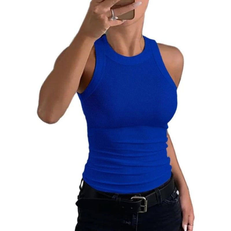 Brehn | Damen Rippen-Rückenfreies Tanktop