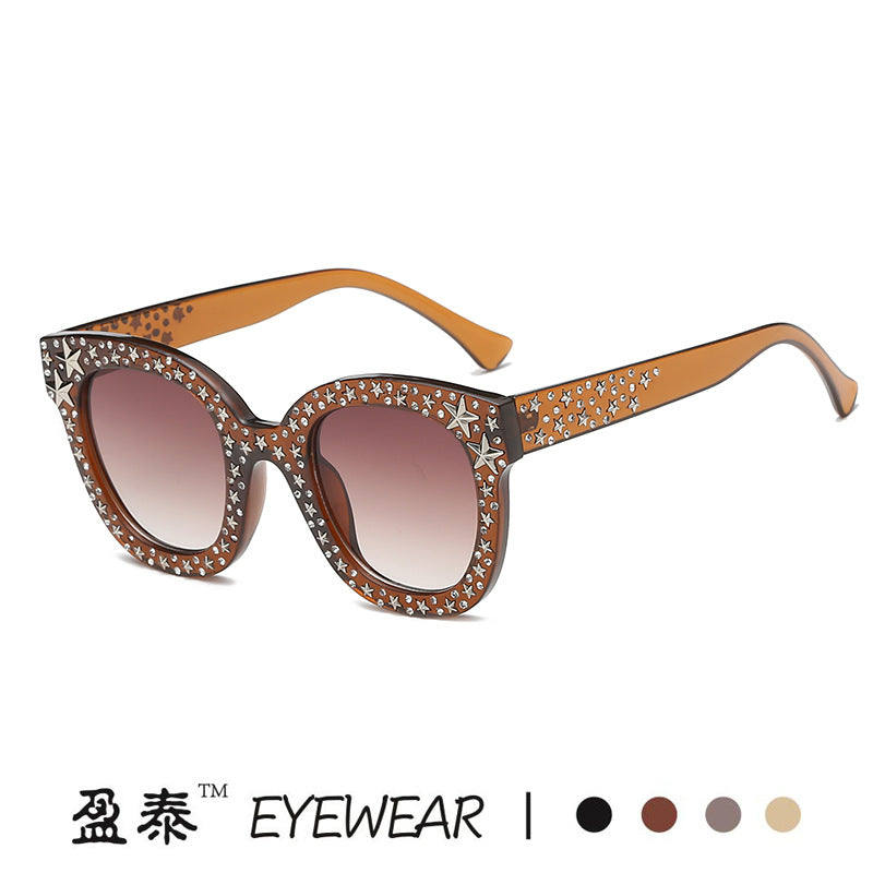 Damen extravagante Cat-Eye Sonnenbrille mit funkelnden Strassverzierungen Brehn