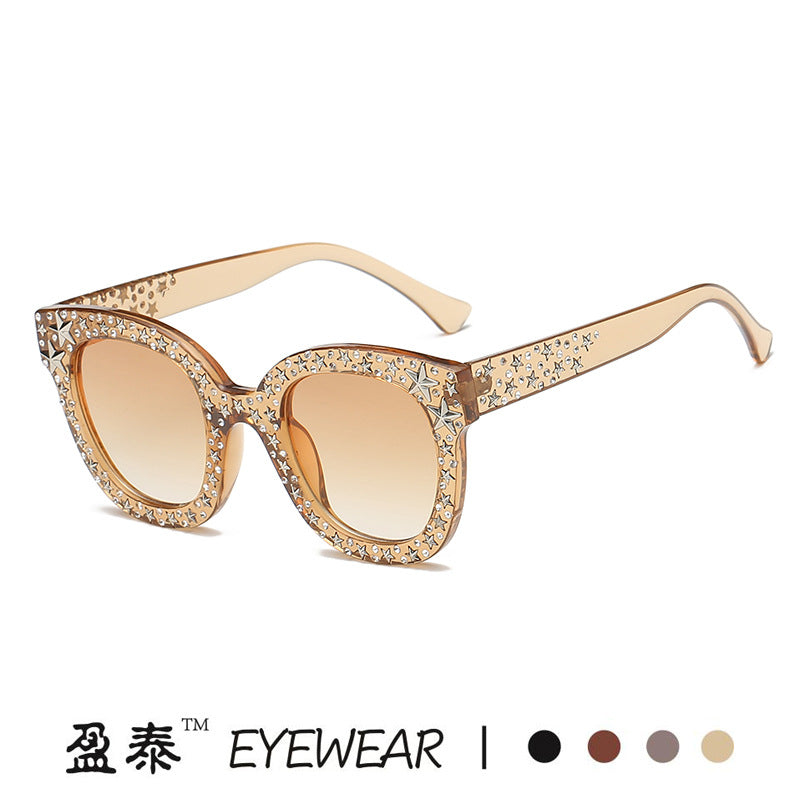 Damen extravagante Cat-Eye Sonnenbrille mit funkelnden Strassverzierungen Brehn