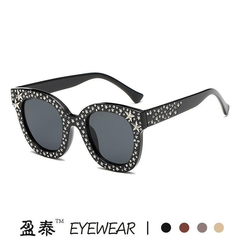 Damen extravagante Cat-Eye Sonnenbrille mit funkelnden Strassverzierungen Brehn