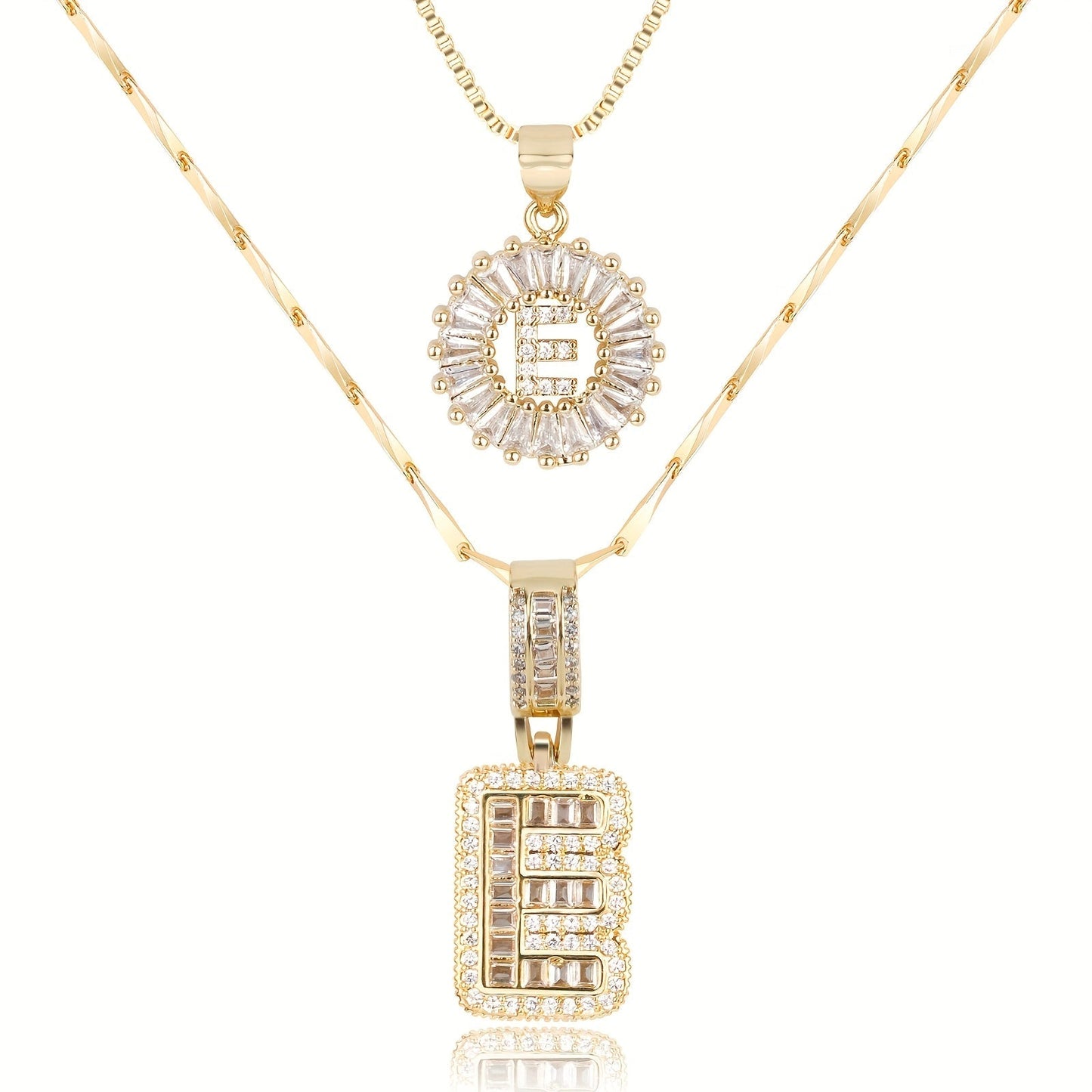 Brehn | 2pc 14k Diamant Buchstaben Initialen Halsketten