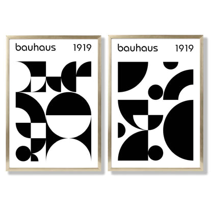 Bauhaus-Stil, Schwarz-Weiß, Mitte des 20. Jahrhunderts, gerahmtes Set aus 2 Kunstdrucken
