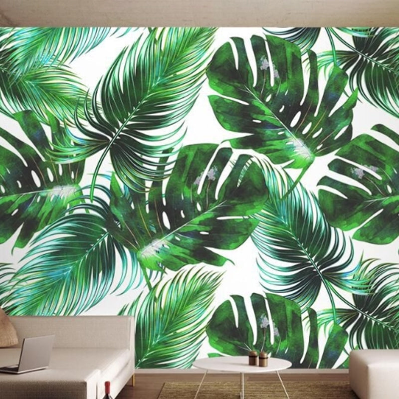 Brehn | Banana Leaf Mural Wallpaper für thailändisches Restaurant, tropische Wanddekoration in Dunkelgrün