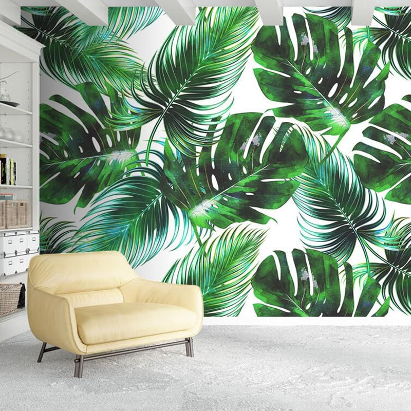 Brehn | Banana Leaf Mural Wallpaper für thailändisches Restaurant, tropische Wanddekoration in Dunkelgrün