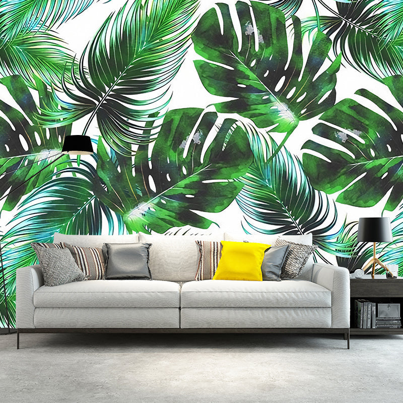 Brehn | Banana Leaf Mural Wallpaper für thailändisches Restaurant, tropische Wanddekoration in Dunkelgrün