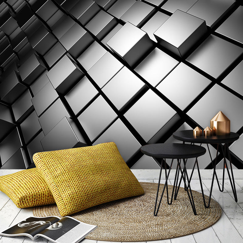 Brehn | Ganze Foto Stil Tapete mit 3D-Effekt Hexagon in Dunkler Farbe für Wohnzimmer, Maßgeschneidert