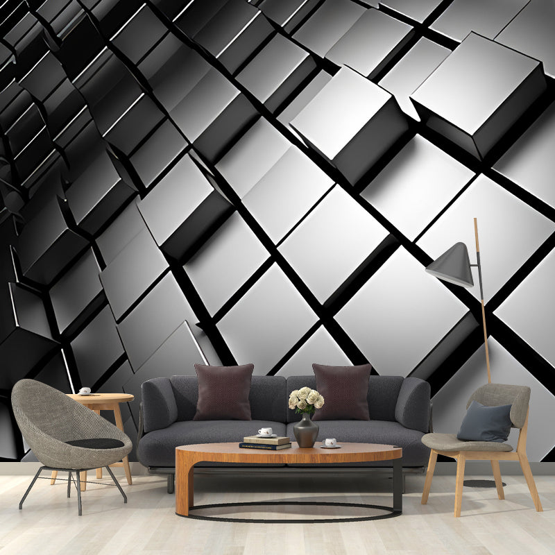 Brehn | Ganze Foto Stil Tapete mit 3D-Effekt Hexagon in Dunkler Farbe für Wohnzimmer, Maßgeschneidert