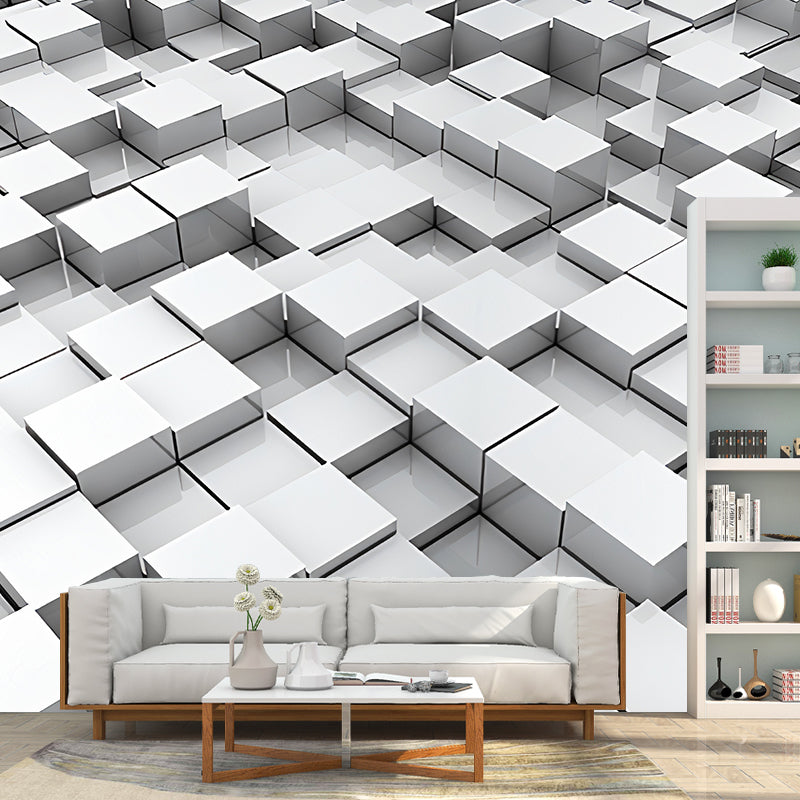 Brehn | Ganze Foto Stil Tapete mit 3D-Effekt Hexagon in Dunkler Farbe für Wohnzimmer, Maßgeschneidert
