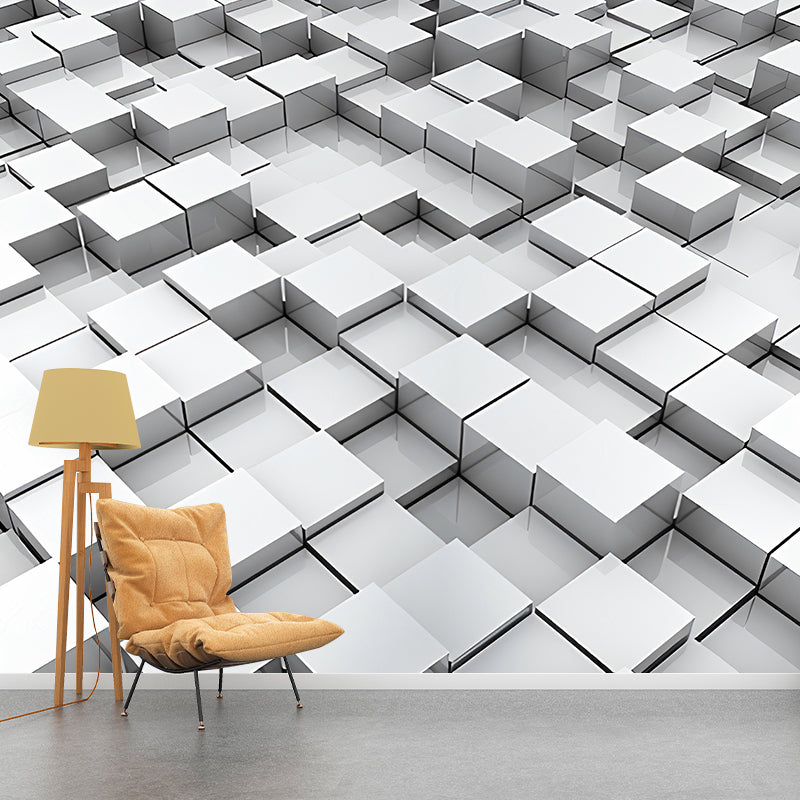Brehn | Ganze Foto Stil Tapete mit 3D-Effekt Hexagon in Dunkler Farbe für Wohnzimmer, Maßgeschneidert