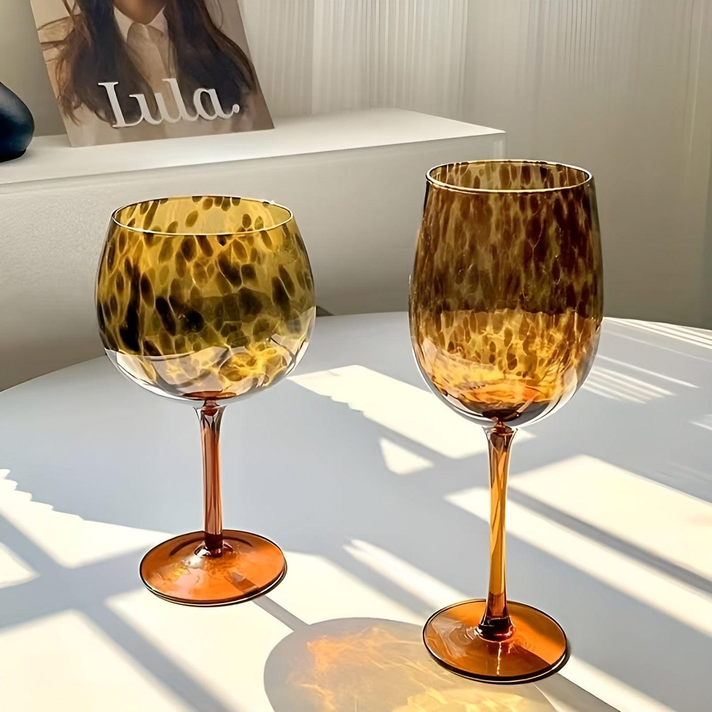 Weingläser mit Leopardenmuster – Vintage-Design im 2er-Set | Perfekt für besondere Anlässe