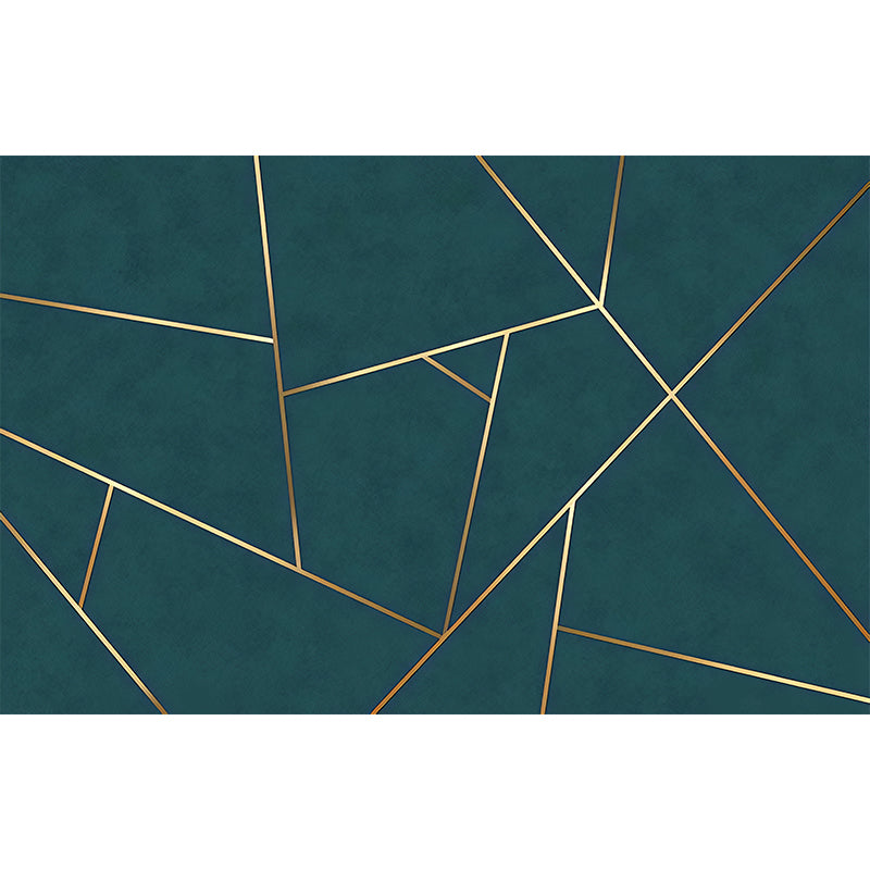 Brehn | Eenvoudige lijnen en geometrische behang voor huisdecoratie, XXL-muurkunst in donkergroen en goud