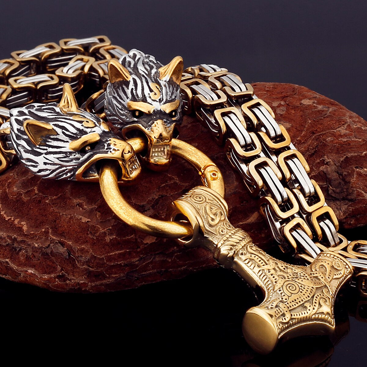 Brehn | Nordischer Wikinger Wolf Kopf Edelstahl Necklace