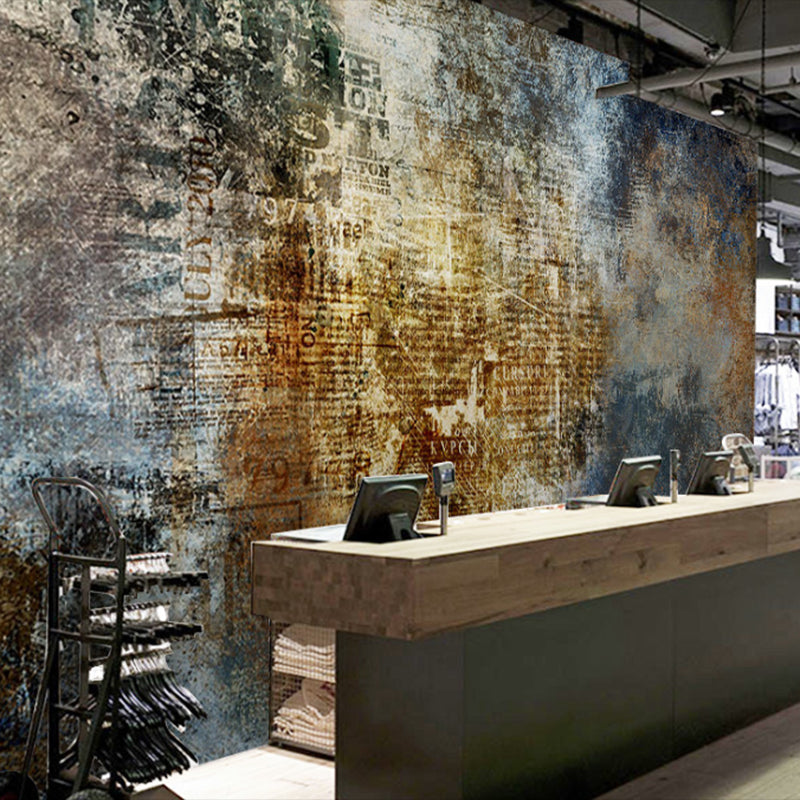 Brehn | Giant Graffiti Wall Covering Blau und Braun Vliesmaterial Wandgemälde für Bekleidungsgeschäft, Maßgeschneidert