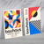 Bauhaus-Stil, Rot und Blau, Mid-Century-Design, 2er-Set Kunstdrucke