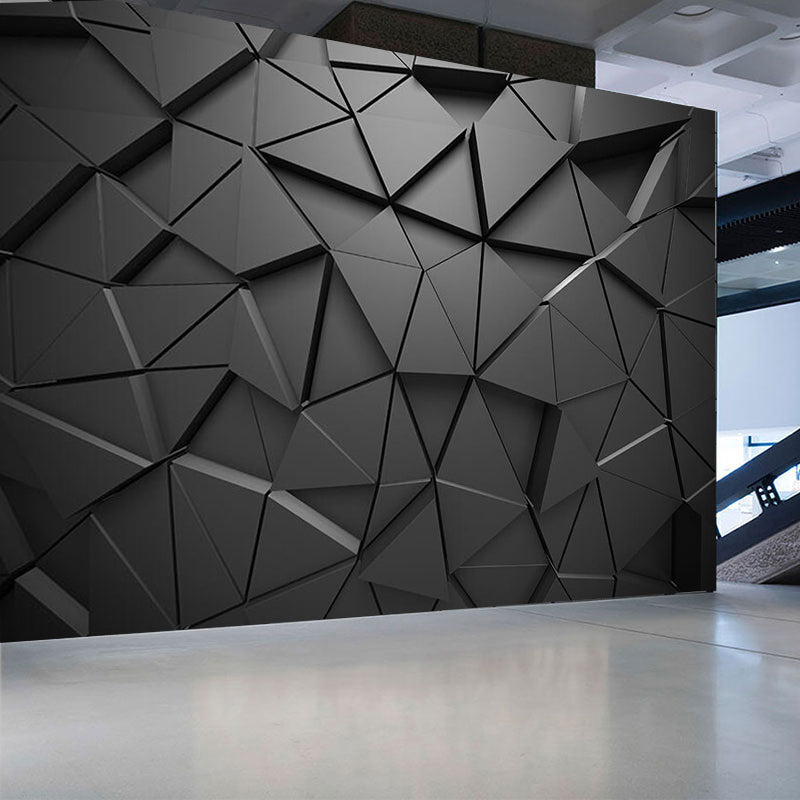 Brehn | Whole Fotografie 3D Driehoek Muur voor Vergaderzaal in Zwart en Grijs, Op Maatgemaakt