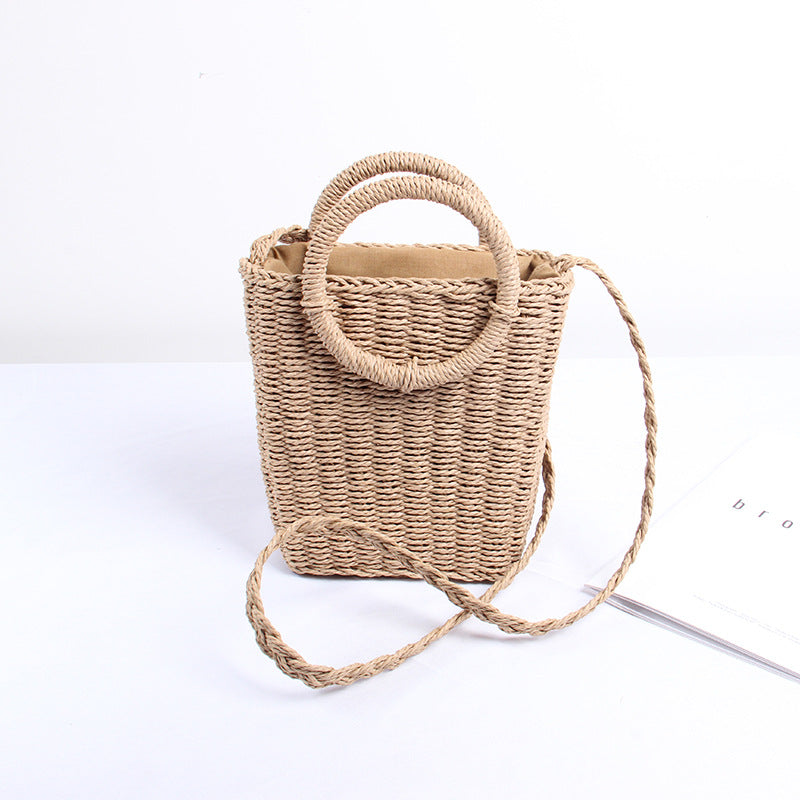 Handgefertigte Basttasche mit Runden Griffen Brehn
