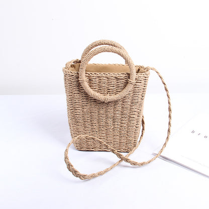 Handgefertigte Basttasche mit Runden Griffen Brehn