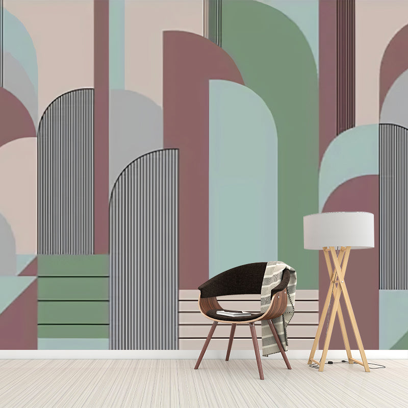 Brehn | Illustratie Geometrieën Wandtapijt Decal Extra Groot Wandkunst voor Woonkamer, Op Maat Gemaakt
