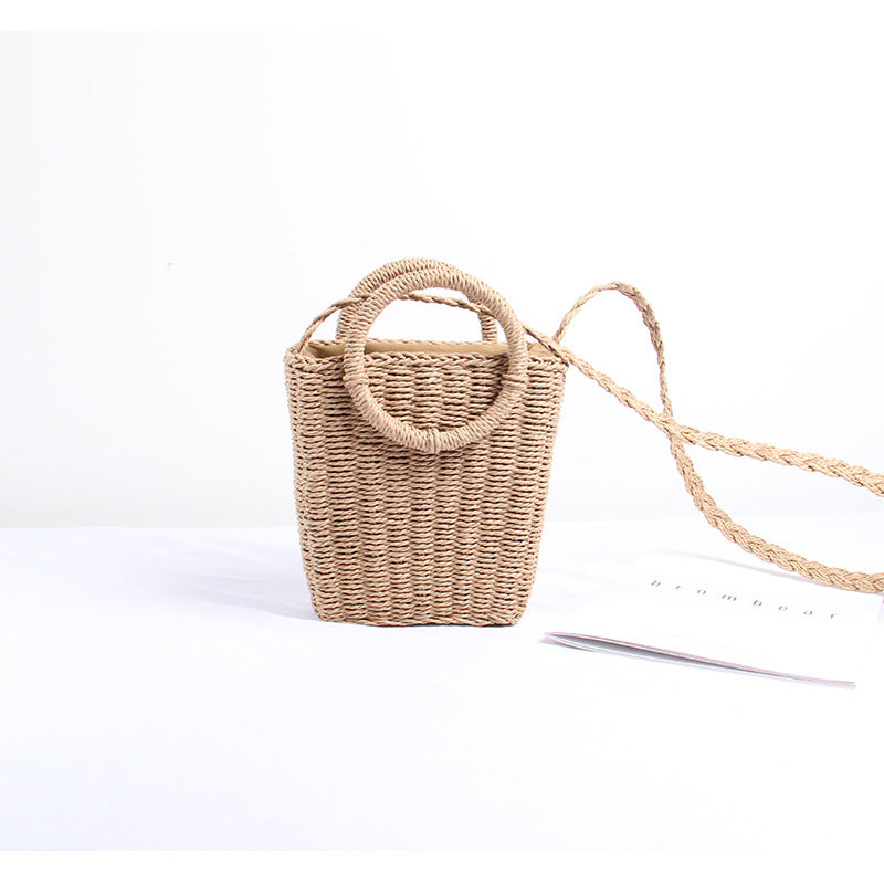 Handgefertigte Basttasche mit Runden Griffen Brehn