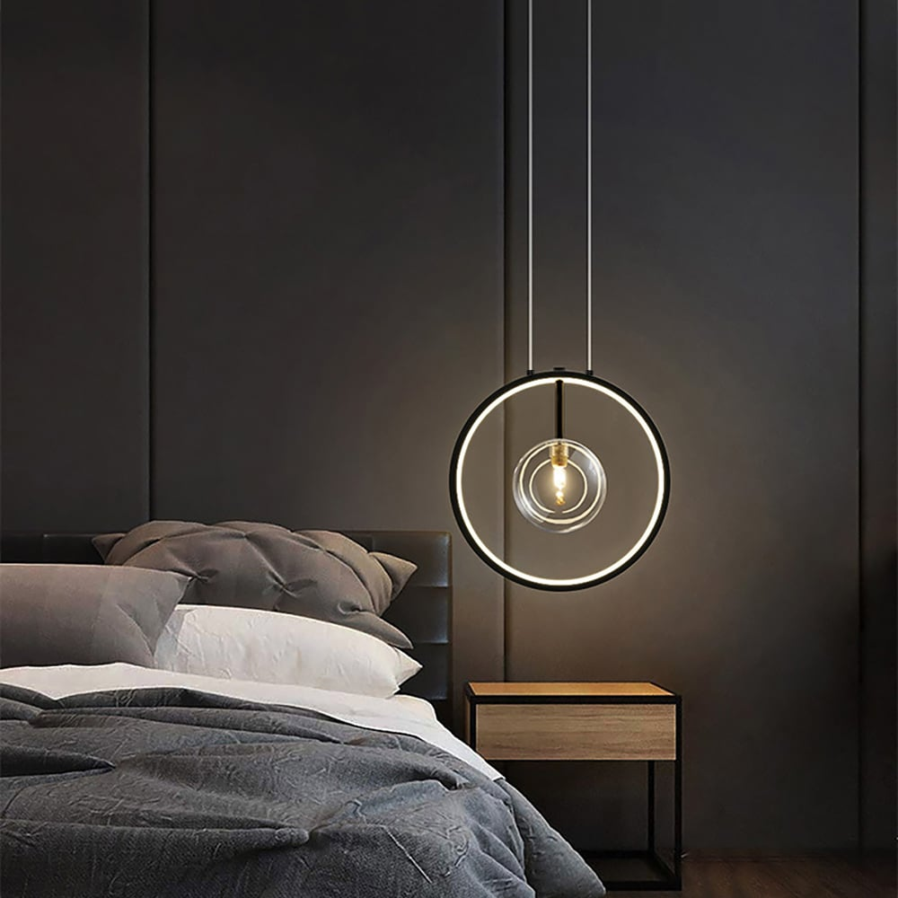 Brehn | Minimalistische Glasballen Pendelleuchte Schwarz