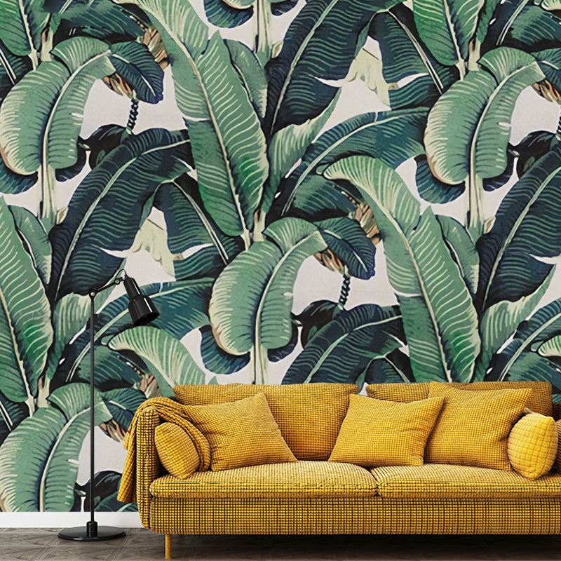 Brehn | Grote Minimalistische Muurbedekking in Groene Bananenbladeren Muur Muurschildering Decal, Op Maat Gemaakt