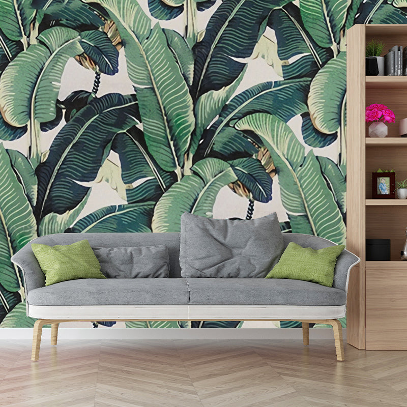 Brehn | Grote Minimalistische Muurbedekking in Groene Bananenbladeren Muur Muurschildering Decal, Op Maat Gemaakt