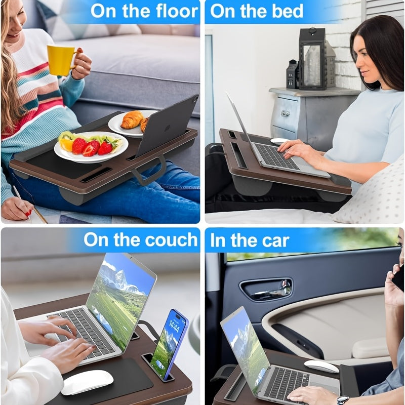 Ergonomische Laptop-Halterung mit Handgelenkstütze und Gerätefächern | Brehn
