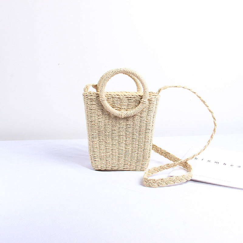 Handgefertigte Basttasche mit Runden Griffen Brehn