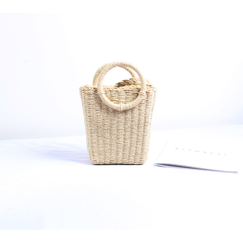 Handgefertigte Basttasche mit Runden Griffen Brehn