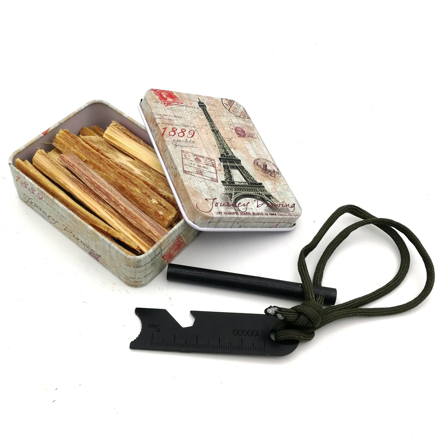 tragbares Reise Palo Santo Ritualset mit Metallluftpostdose und Feuerstarter Brehn
