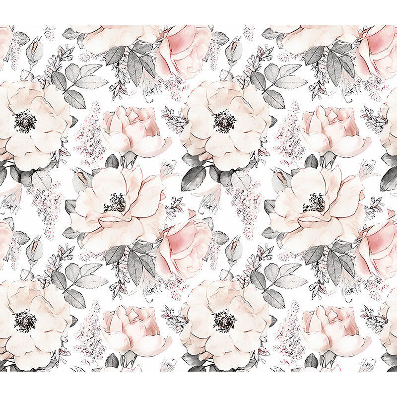 Brehn | Romantisch Grijs und Rosa Wandteppich mit Blumenmuster für das Schlafzimmer, Vliesstoff