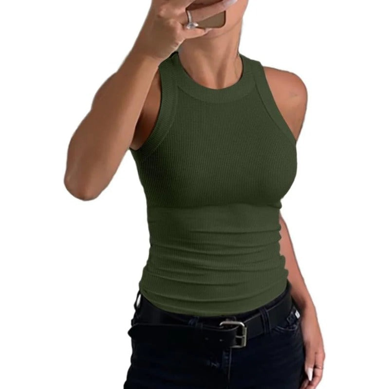Brehn | Damen Rippen-Rückenfreies Tanktop