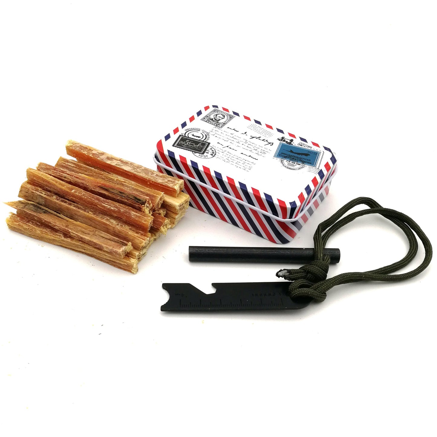 tragbares Reise Palo Santo Ritualset mit Metallluftpostdose und Feuerstarter Brehn