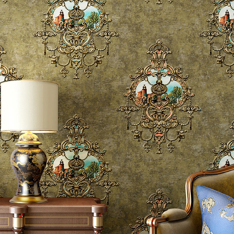 Brehn | Weichfarbe Damask-Muster Tapete fleckenbeständige Wandverkleidung für Schlafzimmerdekoration