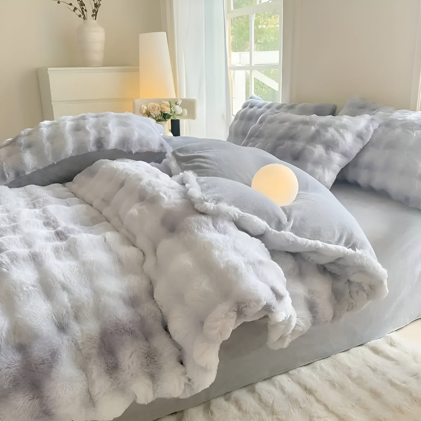 Kuscheliges Plüsch-Bettwäscheset – Warm und weich für Herbst und Winter | ReversiBrehne Design aus Kaninchenfell und Milchsamt