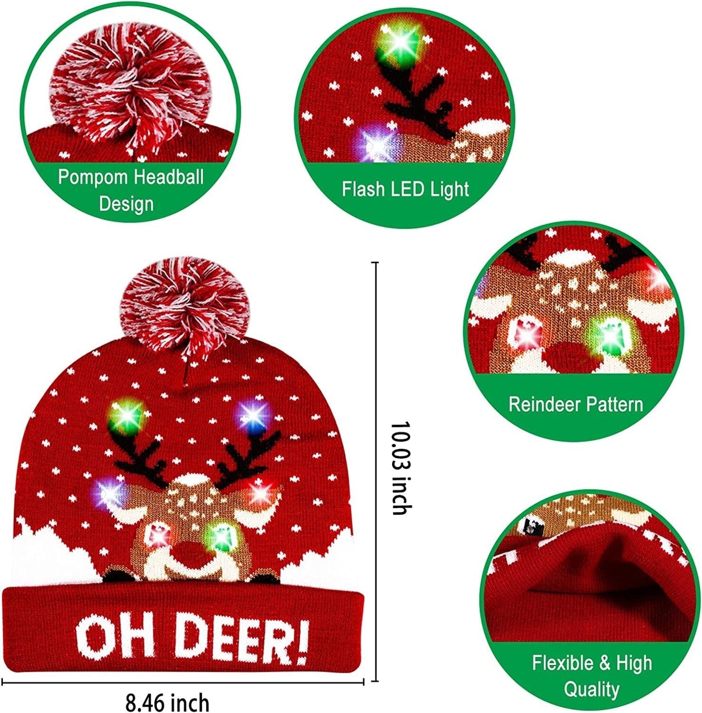 Brehn | 🎅LED Weihnachtsstrickmützen Leuchten Xmas Mütze
