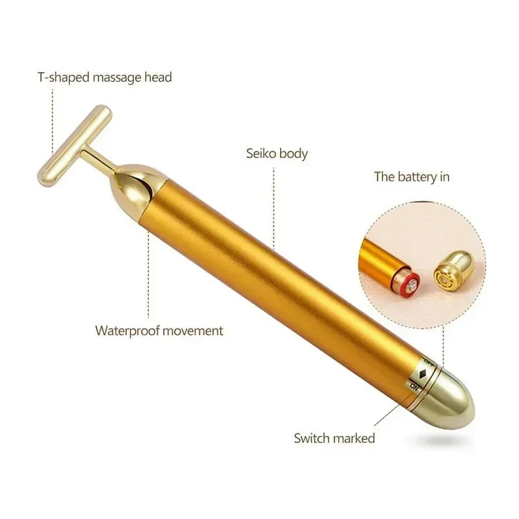 Brehn | GildedGlow Luxus Gesichtsmassage Roller | Beleben Sie Ihre Haut mit einem elektrischen Massagegerät mit 24K Gold für einen strahlenden Teint