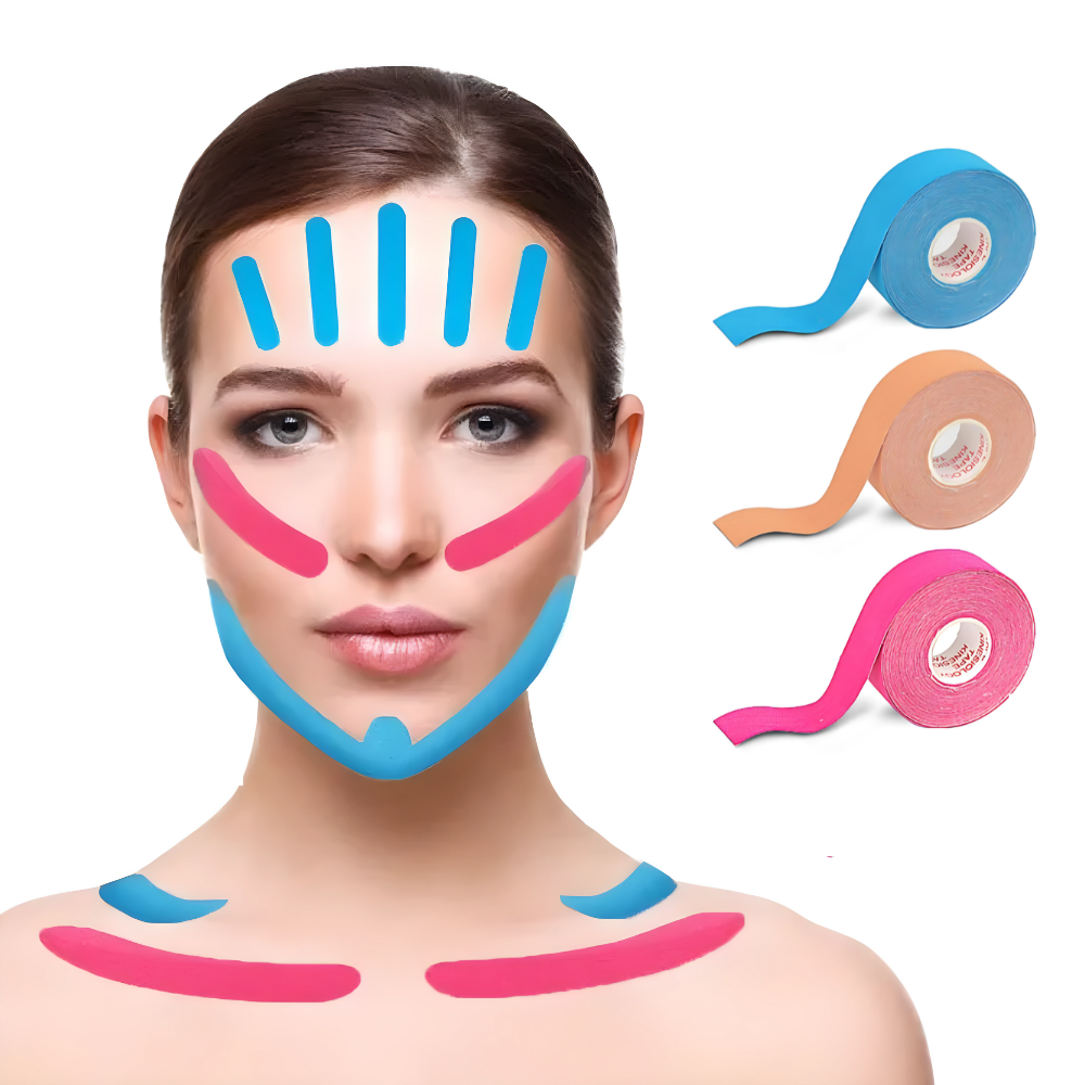 Kinesiotaping zur Gesichts- und Halsfaltenreduzierung Brehn