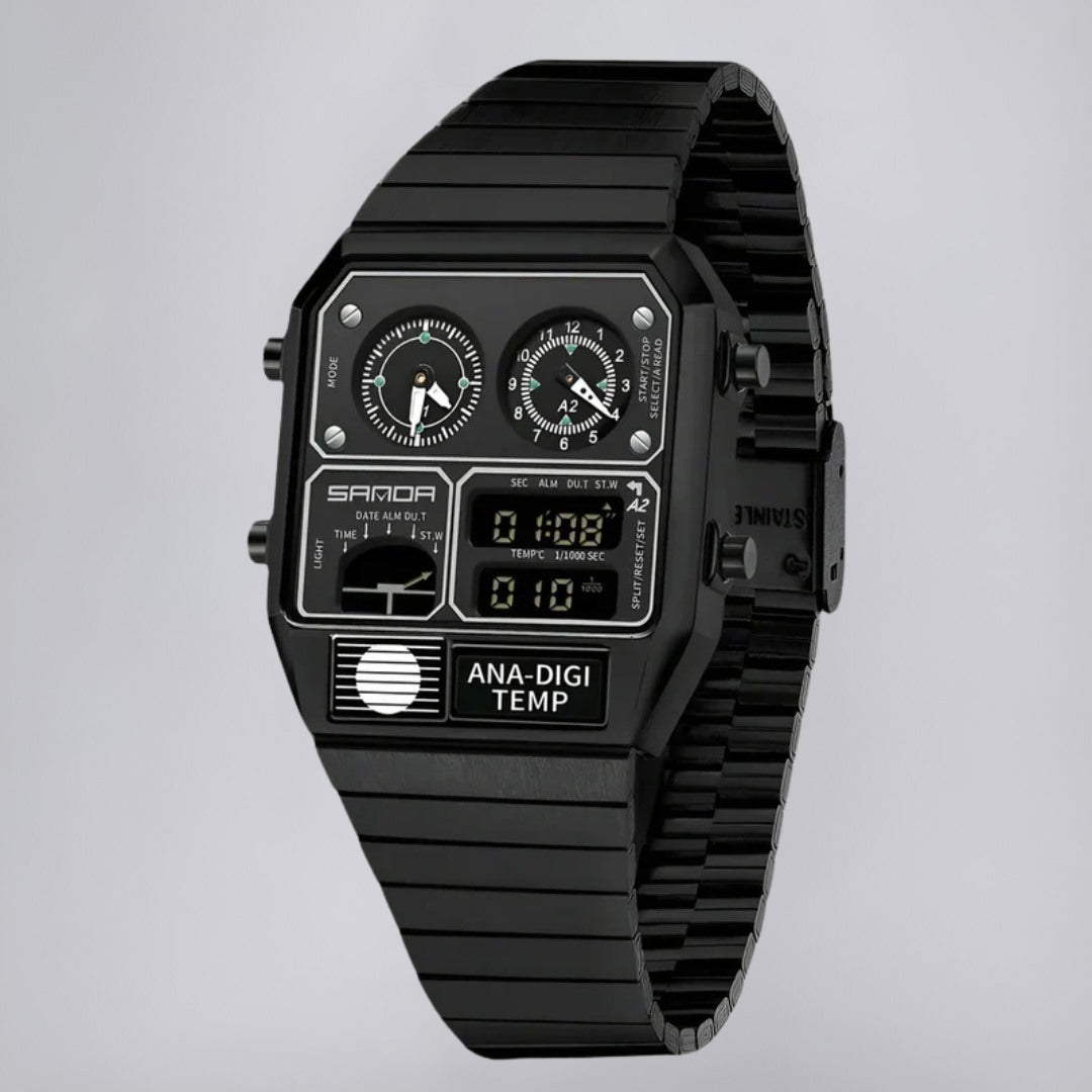 Dual-Display-Uhr im retro-modernen Gehäusedesign