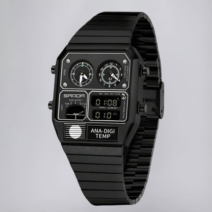 Dual-Display-Uhr im retro-modernen Gehäusedesign