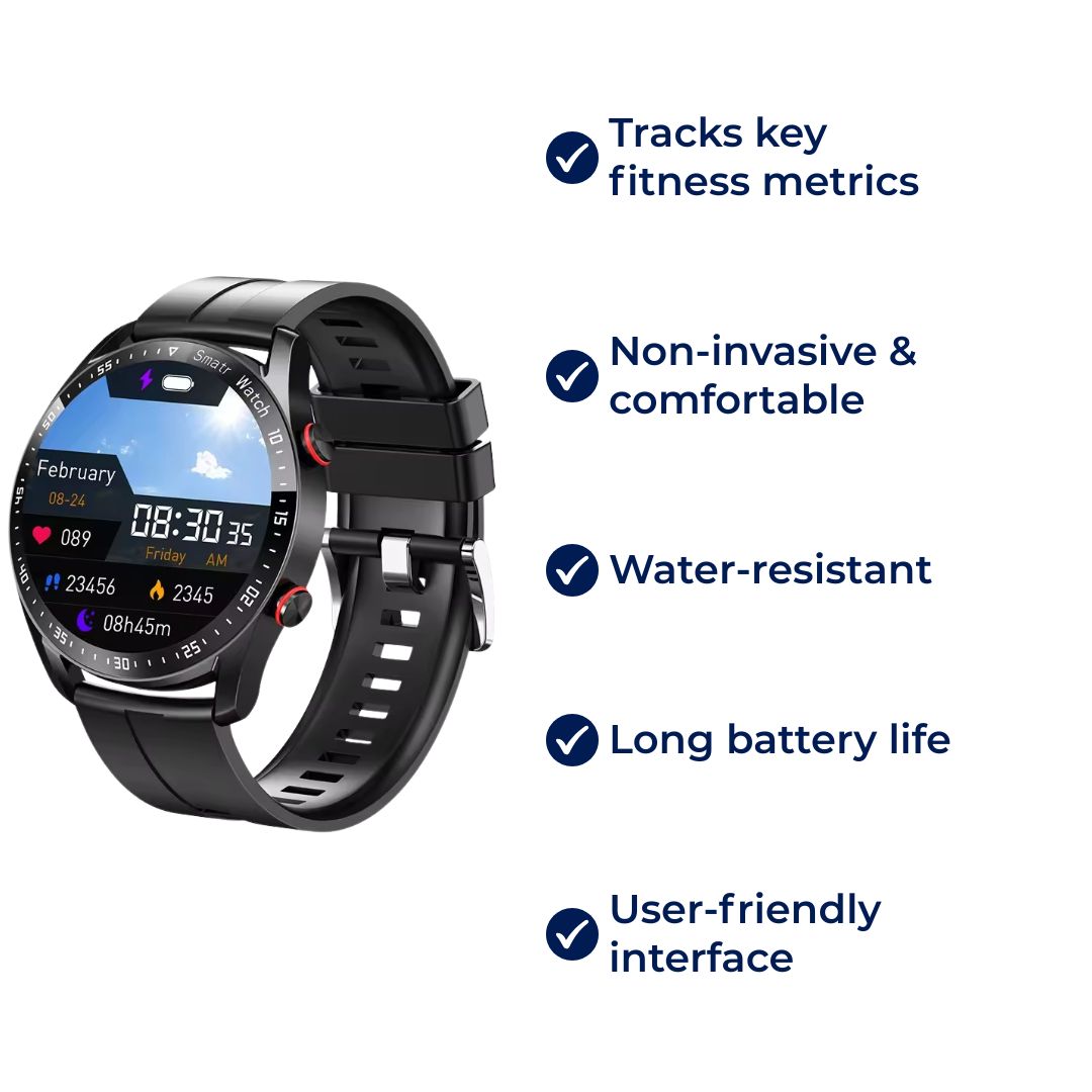 FitTrack | Nicht-invasive Fitness-Smartwatch - Verfolgt körperliche Aktivität - Herzfrequenz - Schlaf - Training - GPS-Benachrichtigungen - Wasserfest Brehn
