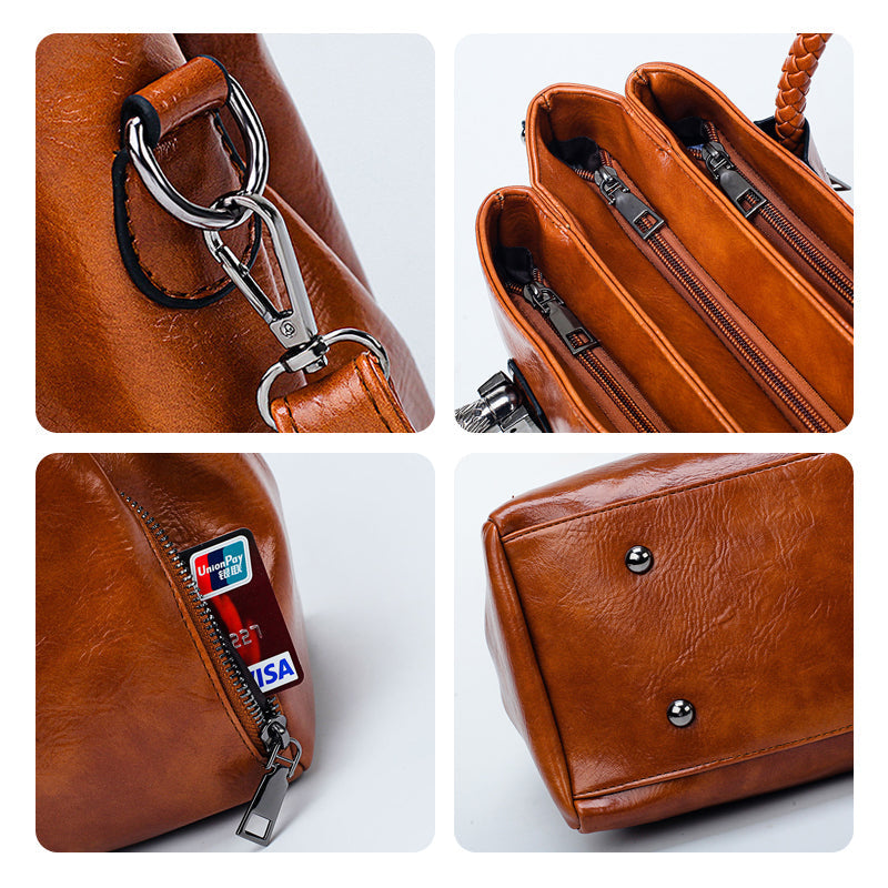 Brehn | Neue Handtaschen aus Ölwachsleder Boston, große Tragetasche aus weichem Leder